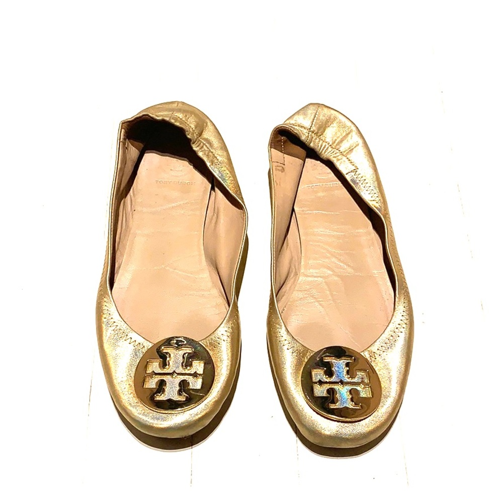 Gold leather Tory Burch ballet flats 6.5